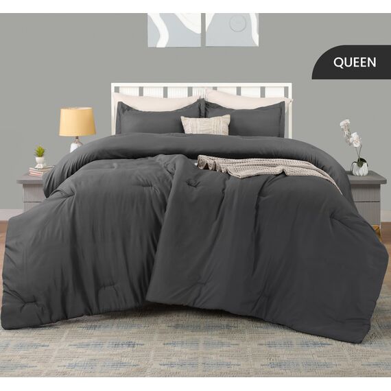 Utopia Bedding Queen-Size-Bettdecken-Set mit 2 Kissenbezügen, Bettwäsche-Set, Daunen-Alternative, graue Steppdecke, weich und bequem, maschinenwaschbar