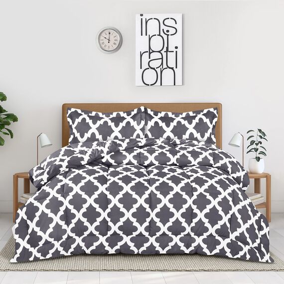 Utopia Bedding Bettdecken-Set – volle Größe Bettdecken-Sets (grau) mit 2 Kissenbezügen – Bettwäsche-Sets – Daunen-Alternative Bettdecke – weich und bequem – maschinenwaschbar