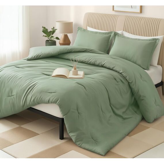 Utopia Bedding Bettwäsche-Set für King-Size-Betten, 3-teilig, Salbeigrün, King-Size-Bettdecken-Sets, Daunen-Alternative, weiches Bettwäsche-Set, 1 Bettdecke (228,6 x 259,1 cm), 2 Kissenbezüge (50,8 x