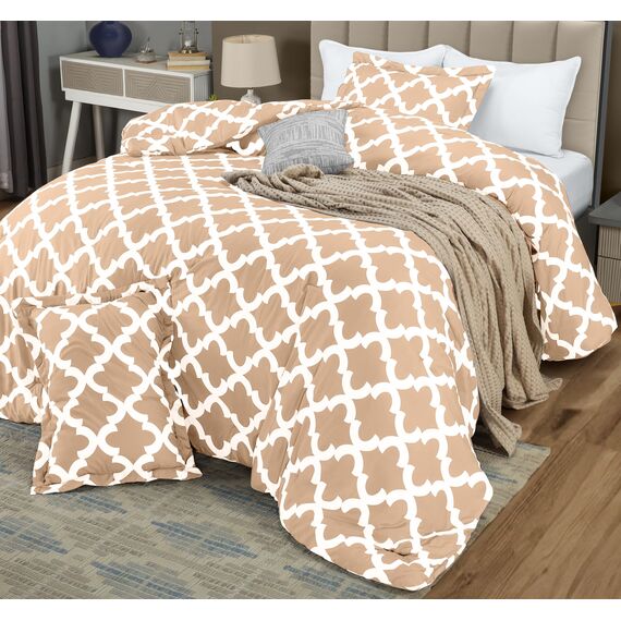 Utopia Bedding Queen-Bettwäsche-Set, beige, bedruckte Bettdecken, Queen-Size-Größe, 3-teilig, leicht, für alle Jahreszeiten, Daunen-Alternative, Bettwäsche-Set mit 1 Bettdecke (223,5 x 223,5 cm) und 2