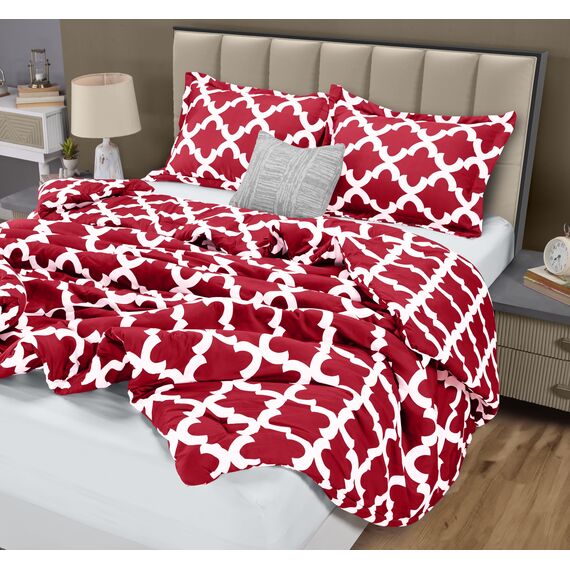 Utopia Bedding Queen-Bettwäsche-Set, 3-teilig, Rot, bedruckte Bettdecken-Sets für Queen-Size-Betten, Daunen-Alternative, weiches Bettwäsche-Set, 1 Bettdecke (223,5 x 223,5 cm), 2 Kissenbezüge (50,8 x