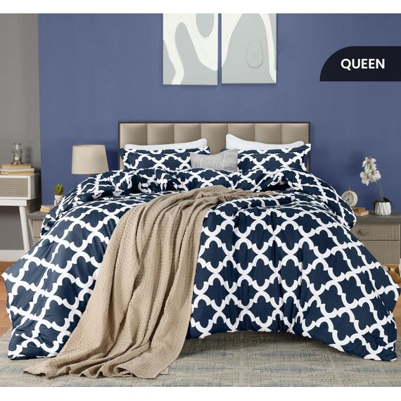 Utopia Bedding Queen-Bettwäsche-Set, Marineblau, Bedruckt, Queen-Size-Größe, 3-teilig, leicht, für alle Jahreszeiten, Daunen-Alternative, Bettwäsche-Set mit 1 Bettdecke (223,5 x 223,5 cm) und 2
