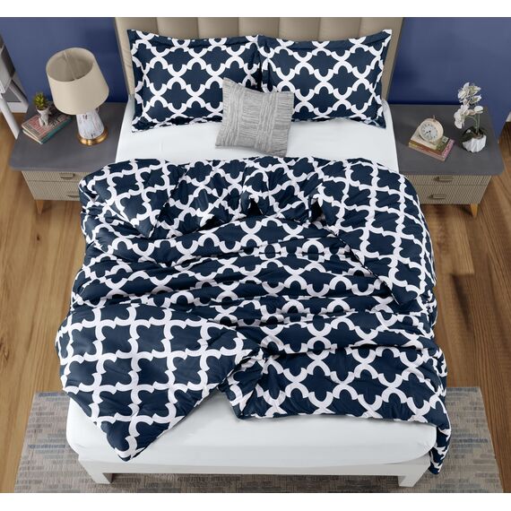 Utopia Bedding Queen-Bettwäsche-Set, Marineblau, Bedruckt, Queen-Size-Größe, 3-teilig, leicht, für alle Jahreszeiten, Daunen-Alternative, Bettwäsche-Set mit 1 Bettdecke (223,5 x 223,5 cm) und 2