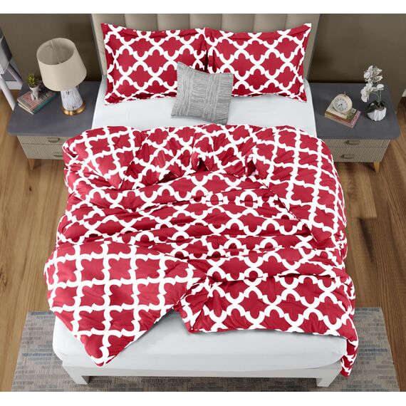 Utopia Bedding Queen-Bettwäsche-Set, 3-teilig, Rot, bedruckte Bettdecken-Sets für Queen-Size-Betten, Daunen-Alternative, weiches Bettwäsche-Set, 1 Bettdecke (223,5 x 223,5 cm), 2 Kissenbezüge (50,8 x