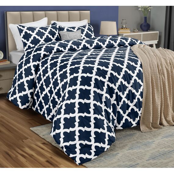 Utopia Bedding Queen-Bettwäsche-Set, Marineblau, Bedruckt, Queen-Size-Größe, 3-teilig, leicht, für alle Jahreszeiten, Daunen-Alternative, Bettwäsche-Set mit 1 Bettdecke (223,5 x 223,5 cm) und 2