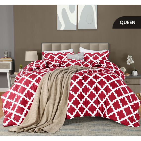 Utopia Bedding Queen-Bettwäsche-Set, 3-teilig, Rot, bedruckte Bettdecken-Sets für Queen-Size-Betten, Daunen-Alternative, weiches Bettwäsche-Set, 1 Bettdecke (223,5 x 223,5 cm), 2 Kissenbezüge (50,8 x