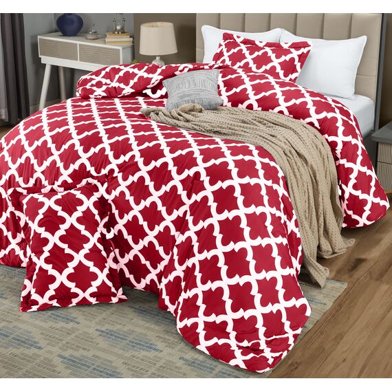Utopia Bedding Queen-Bettwäsche-Set, 3-teilig, Rot, bedruckte Bettdecken-Sets für Queen-Size-Betten, Daunen-Alternative, weiches Bettwäsche-Set, 1 Bettdecke (223,5 x 223,5 cm), 2 Kissenbezüge (50,8 x