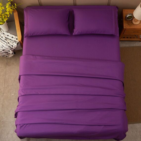 SONORO KATE Bettlaken Set Superweiche Mikrofaser 1800 Fadenzahl Luxus ägyptische Bettwäsche 18 Zoll Tiefe Taschenfalten und hypoallergen-4 teilig (Full Purple)