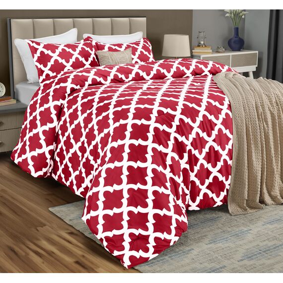 Utopia Bedding Queen-Bettwäsche-Set, 3-teilig, Rot, bedruckte Bettdecken-Sets für Queen-Size-Betten, Daunen-Alternative, weiches Bettwäsche-Set, 1 Bettdecke (223,5 x 223,5 cm), 2 Kissenbezüge (50,8 x