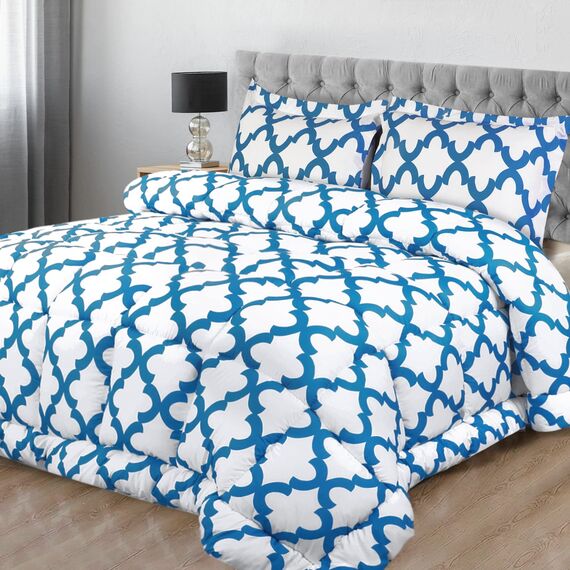 Utopia Bedding Bedrucktes Bettwäsche-Set (King/Cal King, Weiß Blau) mit 2 Kissenbezügen – luxuriöse gebürstete Mikrofaser – Daunenalternative Bettdecke – weich und bequem – maschinenwaschbar