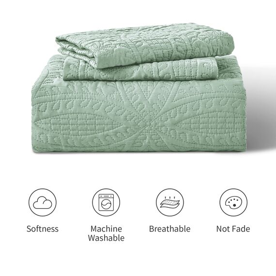 Love's cabin Bettwäsche-Set für King-Size-Betten, weiche Sommerdecke, leichte Mikrofaser-Tagesdecke, moderner Stil, Münzmuster, Decke für alle Jahreszeiten, 3-teilig (1 Steppdecke, 2 Kissenbezüge)