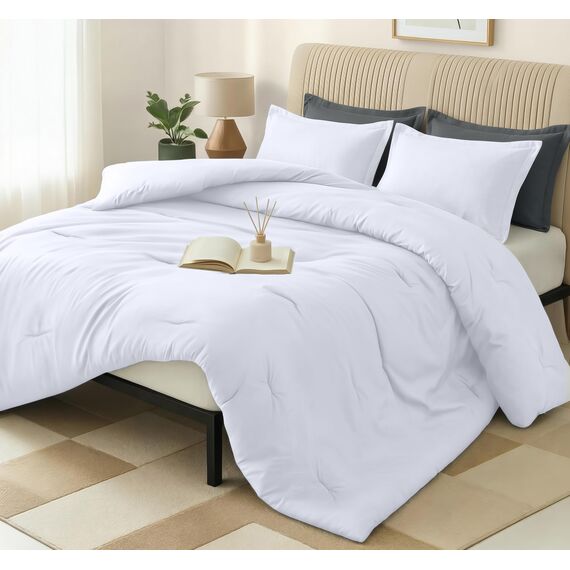 Utopia Bedding, 3-teiliges Bettwäsche-Set für King-Size-Betten, Bettdecken-Set, Daunen-Alternative, weiches Bettwäsche-Set, 1 Bettdecke (228,6 x 259,1 cm), 2 Kissenbezüge (50,8 x 91,4 cm), Weiß