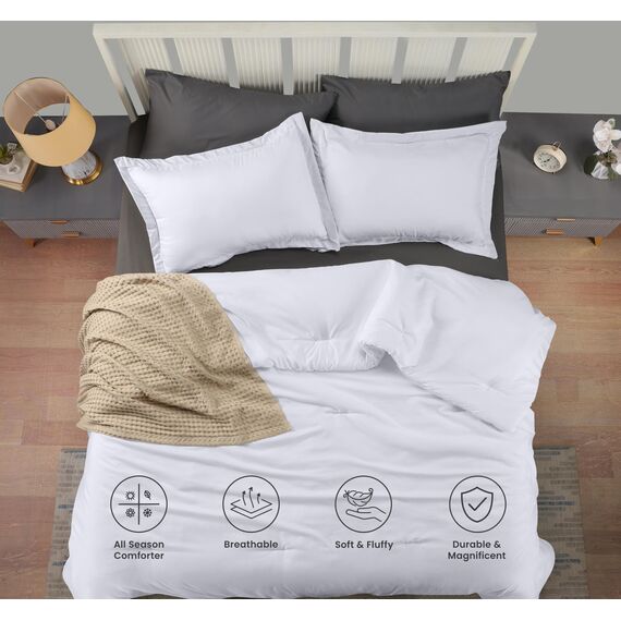 Utopia Bedding, 3-teiliges Bettwäsche-Set für King-Size-Betten, Bettdecken-Set, Daunen-Alternative, weiches Bettwäsche-Set, 1 Bettdecke (228,6 x 259,1 cm), 2 Kissenbezüge (50,8 x 91,4 cm), Weiß