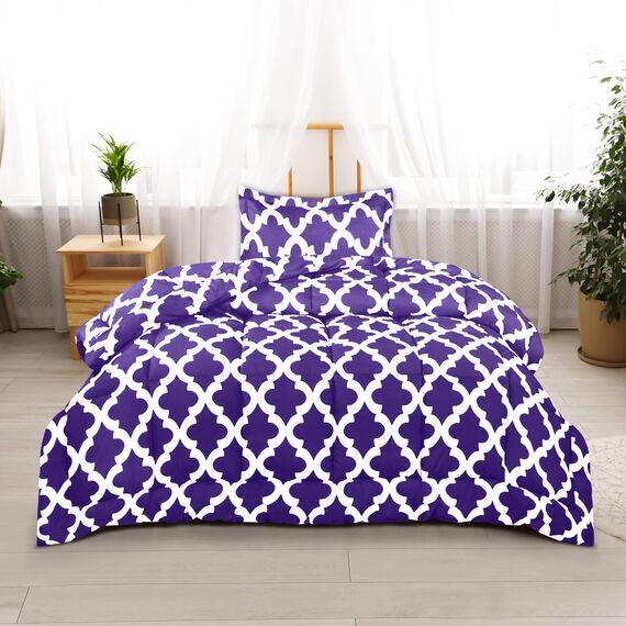 Utopia Bedding - Bettdecken-Set mit 1 Kissenbezug, 2-teiliges Bettwäsche-Set, Daunen-Alternative, weich und bequem, maschinenwaschbar, Lila, Doppelbett