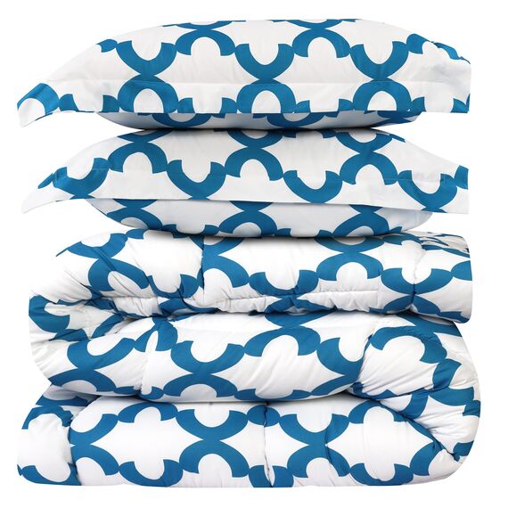 Utopia Bedding Bedrucktes Bettwäsche-Set (King/Cal King, Weiß Blau) mit 2 Kissenbezügen – luxuriöse gebürstete Mikrofaser – Daunenalternative Bettdecke – weich und bequem – maschinenwaschbar