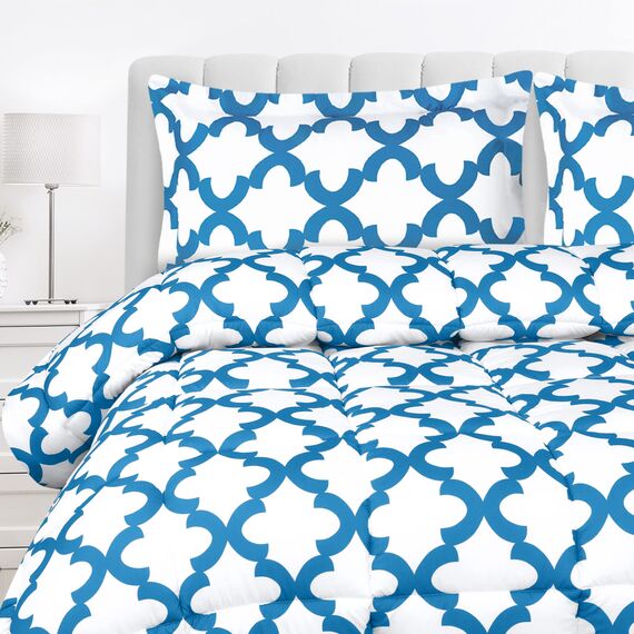 Utopia Bedding Bedrucktes Bettwäsche-Set (King/Cal King, Weiß Blau) mit 2 Kissenbezügen – luxuriöse gebürstete Mikrofaser – Daunenalternative Bettdecke – weich und bequem – maschinenwaschbar