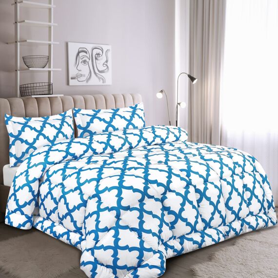 Utopia Bedding Bedrucktes Bettwäsche-Set (King/Cal King, Weiß Blau) mit 2 Kissenbezügen – luxuriöse gebürstete Mikrofaser – Daunenalternative Bettdecke – weich und bequem – maschinenwaschbar