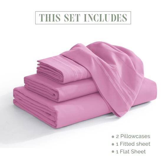 Elegant Comfort Luxuriöses 4-teiliges Bettlaken-Set, 1500 Premium-Mikrofaser, Hotelqualität, 46–61 cm tief, extra Tiefe Spannbettlaken, ultraweiche, 4-teilige Tiefe Bettlaken, Twin/Twin XL, Hellrosa