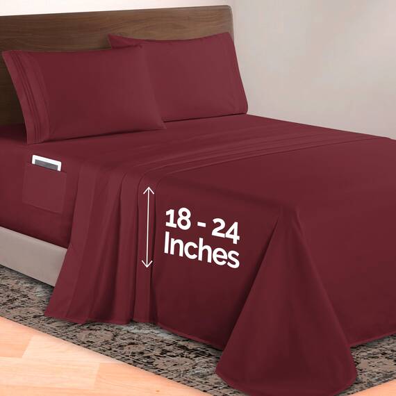 Elegant Comfort Luxuriöses 4-teiliges Bettlaken-Set, 1500 Premium-Mikrofaser, Hotelqualität, 46–61 cm tief, extra Tiefe Spannbettlaken, ultraweiche, 4-teilige Tiefe Laken, California King,