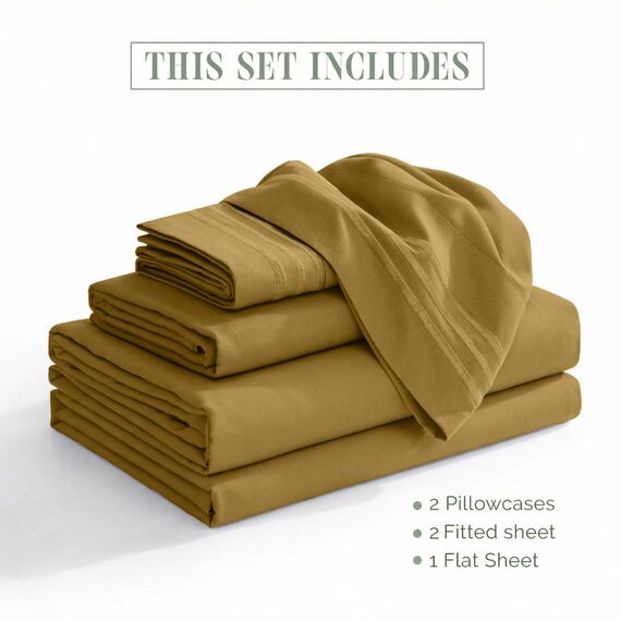 Elegant Comfort Luxuriöses Bettwäsche-Set, Fadenzahl 1500, ägyptische Dreizeilen, Bestickt, weichste Premium-Hotelqualität, Knitter- und lichtbeständig, Split-Kingsize-Bett, bronzefarben