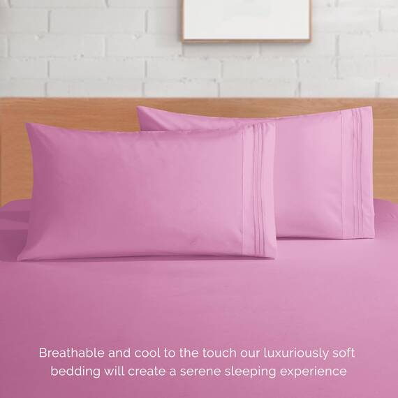 Elegant Comfort Luxuriöses 4-teiliges Bettlaken-Set, 1500 Premium-Mikrofaser, Hotelqualität, 46–61 cm tief, extra Tiefe Spannbettlaken, ultraweiche, 4-teilige Tiefe Bettlaken, Twin/Twin XL, Hellrosa