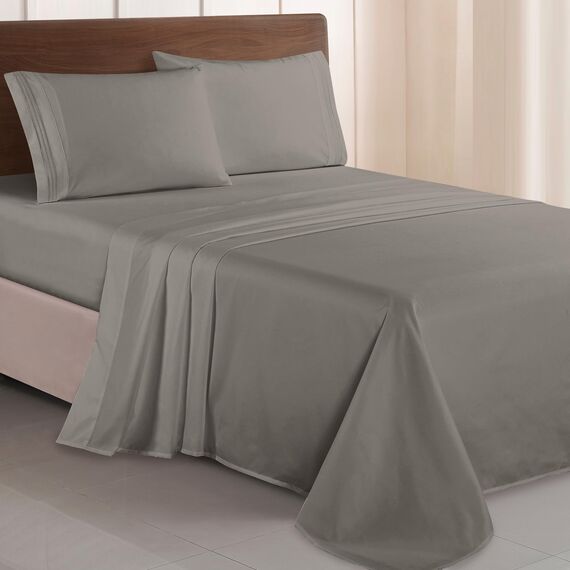 Elegant Comfort Luxuriöses 1500 Premium-Bettwäsche-Set aus Mikrofaser in Hotelqualität, dreireihig, Bestickt, weichstes 4-teiliges Bettlaken-Set, Knitter- und lichtbeständig, Twin/Twin XL, Grau