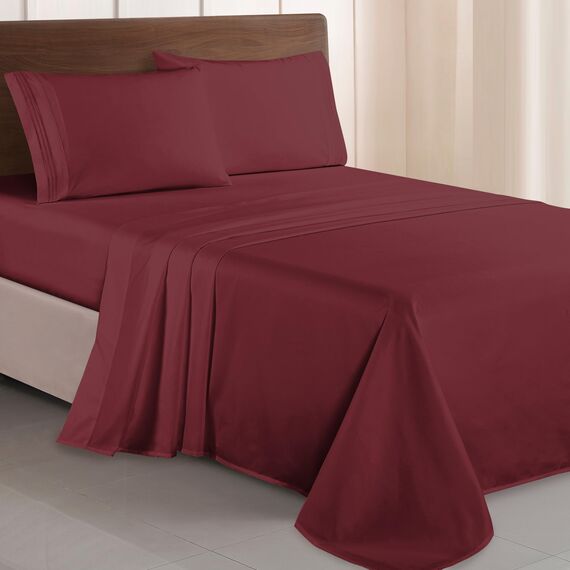 Elegant Comfort Luxuriöses 1500 Premium-Bettwäsche-Set aus Mikrofaser in Hotelqualität, dreireihig, Bestickt, weichste, Knitter- und lichtbeständig, komplett, Burgunderrot