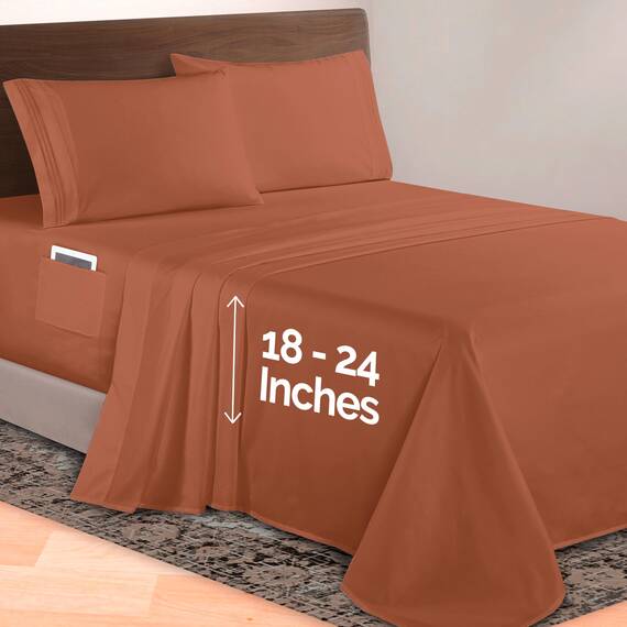 Elegant Comfort Luxuriöses 4-teiliges Bettlaken-Set, 1500 Premium-Mikrofaser, Hotelqualität, 46–61 cm tief, extra Tiefe Spannbettlaken, ultraweiche, 4-teilige Tiefe Bettlaken, California King,