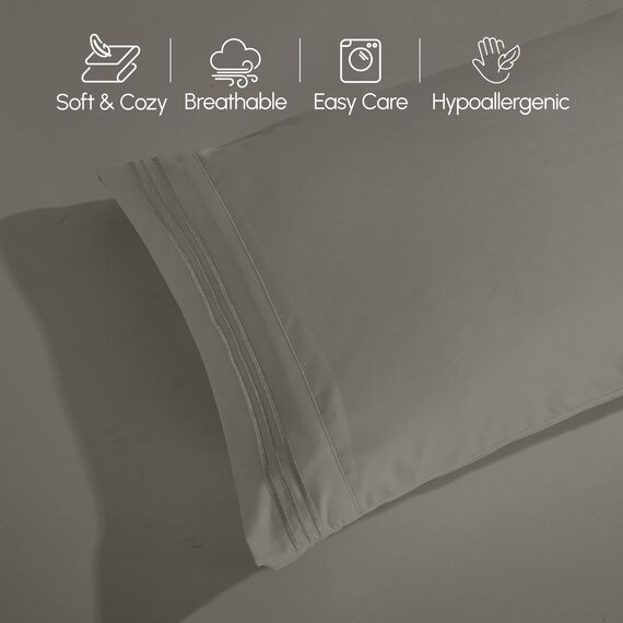 Elegant Comfort Luxuriöses 1500 Premium-Bettwäsche-Set aus Mikrofaser in Hotelqualität, dreireihig, Bestickt, weichstes 4-teiliges Bettlaken-Set, Knitter- und lichtbeständig, Twin/Twin XL, Grau