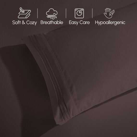 Elegant Comfort TM Luxuriöses Bettwäsche-Set, ägyptische Fadenzahl 1500, Bestickt, hochwertig, Hotelqualität Modern Full Schokobraun