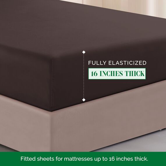 Elegant Comfort TM Luxuriöses Bettwäsche-Set, ägyptische Fadenzahl 1500, Bestickt, hochwertig, Hotelqualität Modern Full Schokobraun