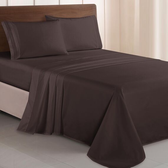 Elegant Comfort TM Luxuriöses Bettwäsche-Set aus ägyptischen DREI Linien, Bestickt, weich, Premium-Hotelqualität Modern King Schokobraun