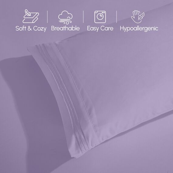 Elegant Comfort Luxuriöses 1500 Premium-Bettwäsche-Set aus Mikrofaser in Hotelqualität, dreireihig, Bestickt, weichste 4-teilges Bettlaken-Set, Knitter- und lichtbeständig, Full, Lavendel