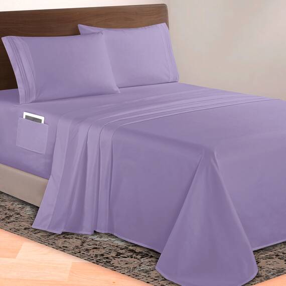 Elegant Comfort Luxuriöses 4-teiliges Bettlaken-Set, 1500 Premium-Mikrofaser, Hotelqualität, 46–61 cm tief, extra Tiefe Spannbettlaken, ultraweiche, 4-teilige Tiefe Bettlaken, Twin/Twin XL, Lavendel
