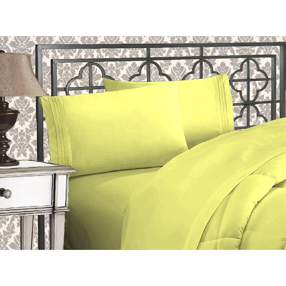 Elegant Comfort Luxuriöses 1500 Premium-Bettwäsche-Set, Mikrofaser, Hotelqualität, dreireihig, bestickt, weichstes 4-teiliges Bettlaken-Set, knitter- und lichtbeständig, California King, Pistaziengrün