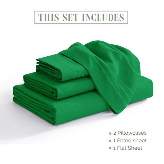 Elegant Comfort Luxuriöses 4-teiliges Bettlaken-Set, 1500 Premium-Mikrofaser, Hotelqualität, 46–61 cm tief, extra Tiefe Spannbettlaken, ultraweiche, 4-teilige Tiefe Laken, Twin/Twin XL, Smaragdgrün