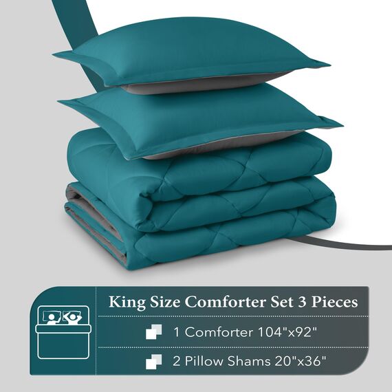 downluxe Bettwäsche-Set für King-Size-Bett, weiches Bettwäsche-Set für alle Jahreszeiten, 1 Bettdecke (264,2 x 233,7 cm) und 2 Kissenbezüge (50,8 x 91,4 cm)