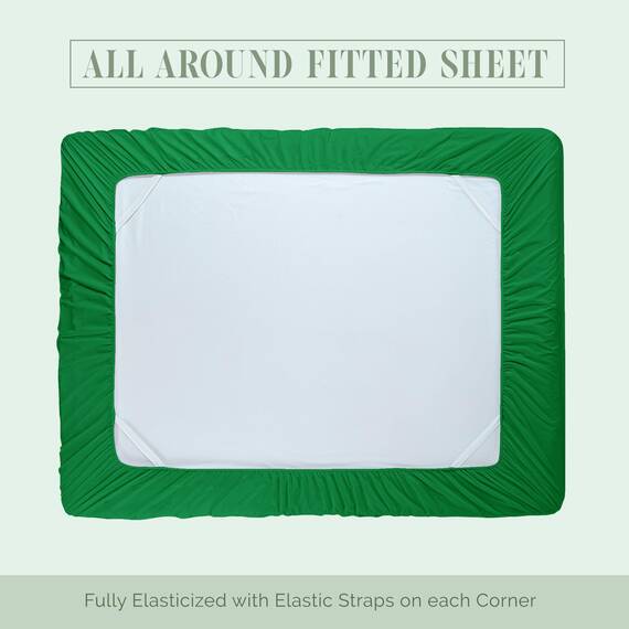Elegant Comfort Luxuriöses 4-teiliges Bettlaken-Set, 1500 Premium-Mikrofaser, Hotelqualität, 46–61 cm tief, extra Tiefe Spannbettlaken, ultraweiche, 4-teilige Tiefe Laken, Twin/Twin XL, Smaragdgrün