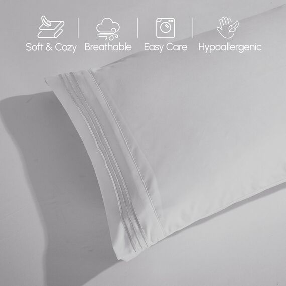 Elegant Comfort Luxurious 1500 Thread Count Egyptian Quality Three Line Embroidered Softest Premium Hote Quality 4-Piece Bed Sheet Set, Wrinkle and Fade Resistant, Full, Silver-Light Grey