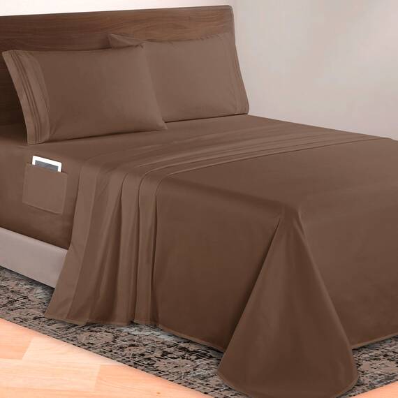 Elegant Comfort Luxuriöses 4-teiliges Bettlaken-Set, 1500 Premium-Mikrofaser, Hotelqualität, 46–61 cm tief, extra Tiefe Spannbettlaken, ultraweiche, 4-teilige Tiefe Bettlaken, Twin/Twin XL, Taupe