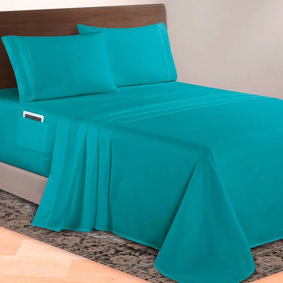 Elegant Comfort Luxuriöses 4-teiliges Bettlaken-Set, 1500 Premium-Mikrofaser, Hotelqualität, 46–61 cm tief, extra Tiefe Spannbettlaken, ultraweiche, 4-teilige Tiefe Bettlaken, Full, Türkis