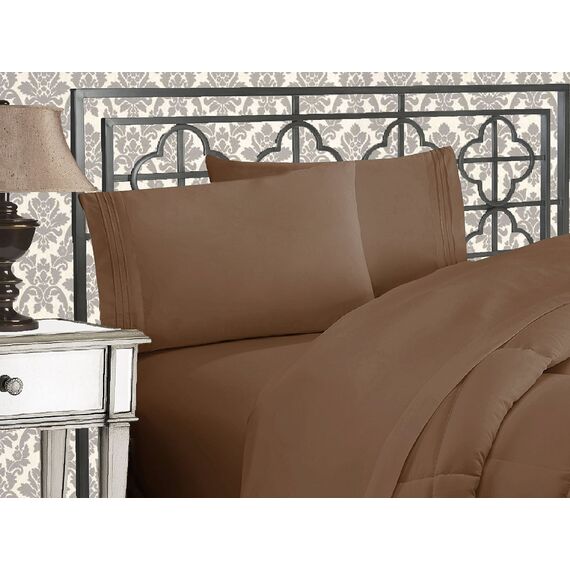 Elegant Comfort TM Luxuriöses Bettwäsche-Set, ägyptische Fadenzahl 1500, Bestickt, hochwertig, Hotelqualität Modern California King Taupe