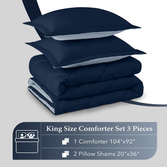 downluxe Schmusedecke aus Einer leichten Daunenalternative, Wendedecke King Admiral Blue/Sudden Sapphire