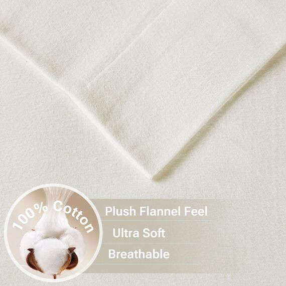Sleep Philosophy True North by Kuscheliges Flanell-Bettwäsche-Set, 100% Baumwolle, Bedruckt, Tiere, Sterne, niedlich, ultraweich, für kaltes Wetter, Queen-Size-Bett, elfenbeinfarben, 4-teilig