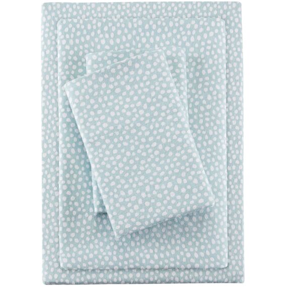 Sleep Philosophy True North by Kuscheliges Flanell-Bettwäsche-Set, 100% Baumwolle, Bedruckt, Tiere, Sterne, niedlich, ultraweich, für kaltes Wetter, 4-teilig, Aqua-Punkte