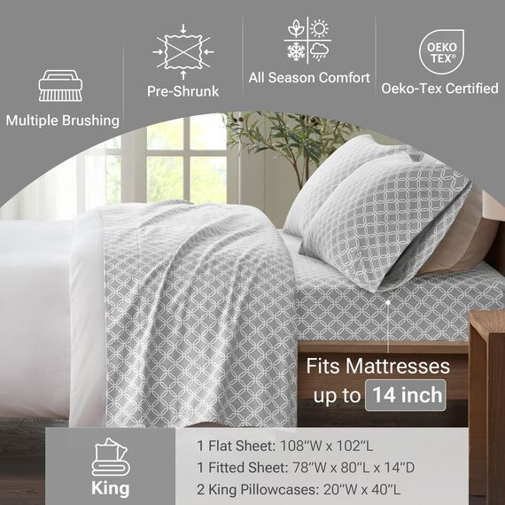Sleep Philosophy True North by Bettwäsche-Set für kaltes Wetter Casual King Grau Geo
