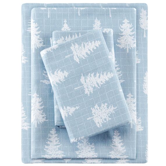 Sleep Philosophy True North Gemütliches Flanell-Bettwäsche-Set, 100% Baumwolle, Neuheit, Druck, Tiere, Sterne, niedlich, ultraweich, kaltes Wetter, Blauer Wald, 3-teilig