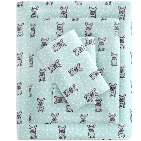 Sleep Philosophy True Nord by Kuscheliges Flanell-Bettwäsche-Set, 100% Baumwolle, Motiv: Tiere und Sterne, niedlich, ultraweich, für kaltes Wetter, Kaltwetter-Bettwäsche-Set, Cal King, Aqua,