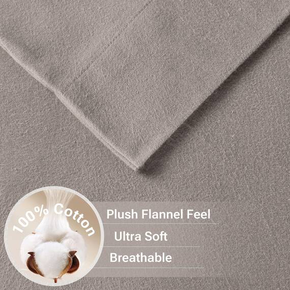 Sleep Philosophy True North by Kuscheliges Flanell-Bettwäsche-Set, 100% Baumwolle, Bedruckt, Tiere, Sterne, niedlich, ultraweich, für kaltes Wetter, Kingsize, Grau, einfarbig, 4-teilig