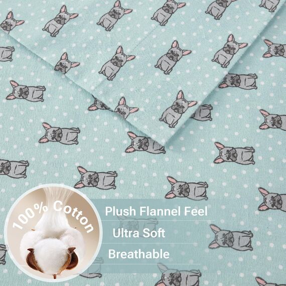 Sleep Philosophy True North by Bettwäsche-Set für kaltes Wetter Casual Twin Aqua French Bulldog